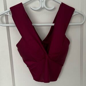 Women’s Magenta V-Neck Cropped Tank Top